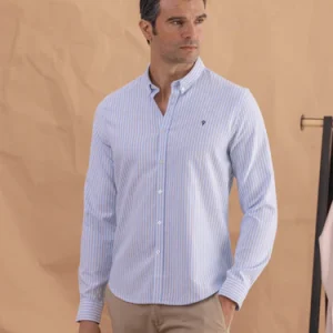 CAMISA RAYAS CELESTE