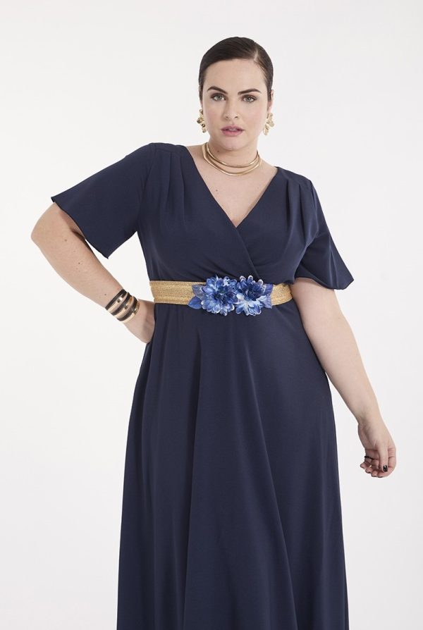 VESTIDO LARGO CRUZADO LISO